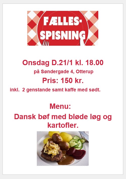 Fællesspisning Bøf med løg